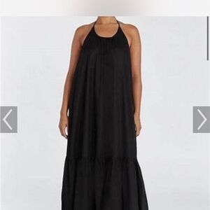 DIISH Black Linen Halter Maxi Dress NWT